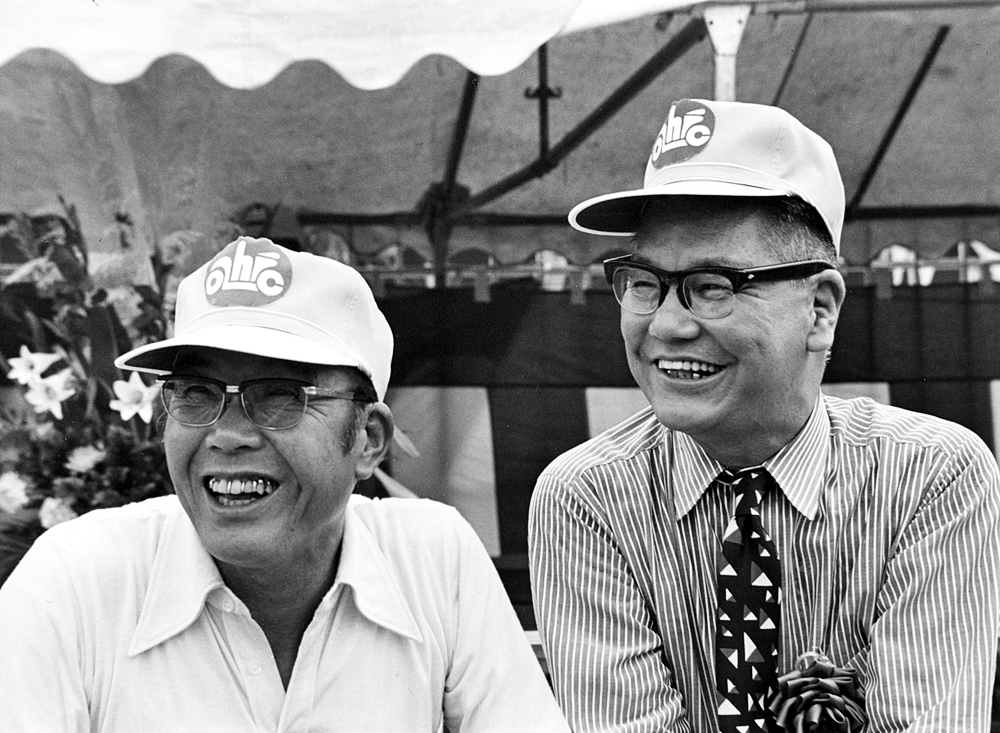 Soichiro Honda (kiri), Takeo Fujisawa (kanan) - 1973